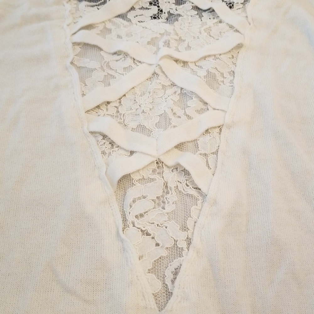 Maurices Cream sweater with lattice lace back